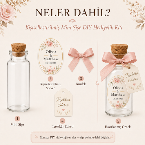Kişiselleştirilmiş Mini Şişe Hediyelik Kiti